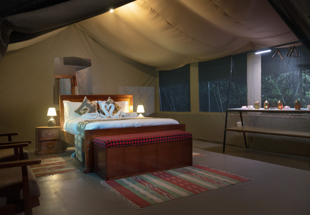 Inside the Mara Trails tented safari camp